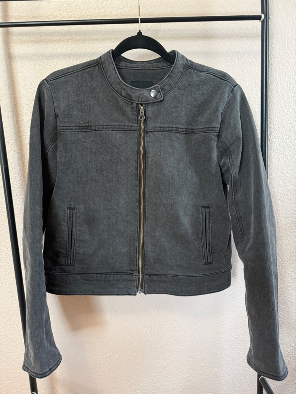 Modern Supply by Sanctuary Black Washed Zip-Front Jean Jacket